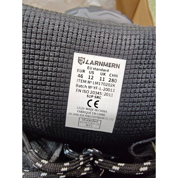 Larnmern Men Sz 12 Safety Shoes Steel Toe Work Boots Black Gray LM170202K NIB main image 9